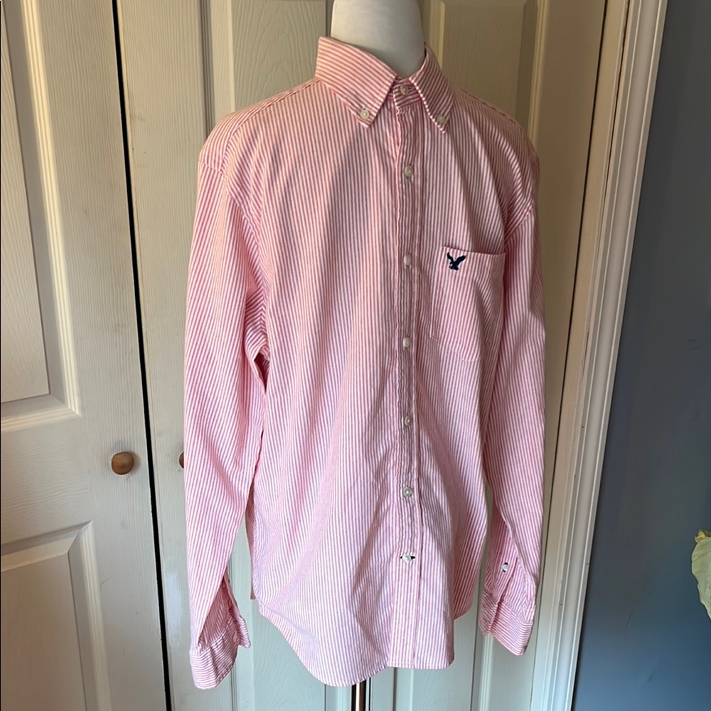 American Eagle Outfitters Orange Casual Button Down Shirt